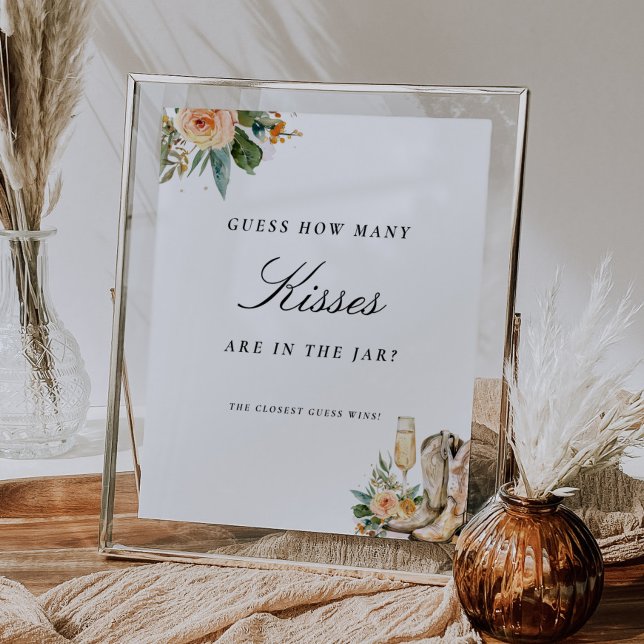 Guess How Many Kisses Western Bridal Shower Sign (Creator Uploaded)