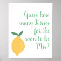 Guess How Many Kisses Yellow Lemon Bridal Shower