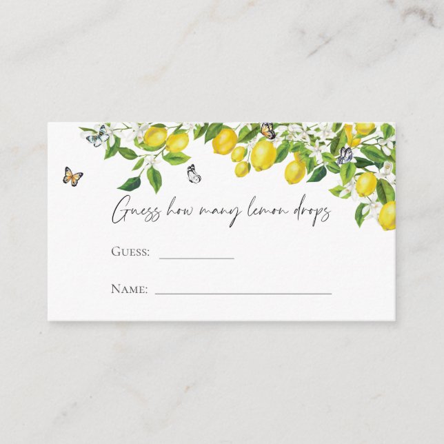 Guess How Many Lemon Drops Bridal Shower Enclosure Card (Front)