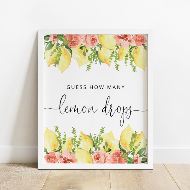 Guess How Many Lemon Drops Shower Game Sign (Creator Uploaded)