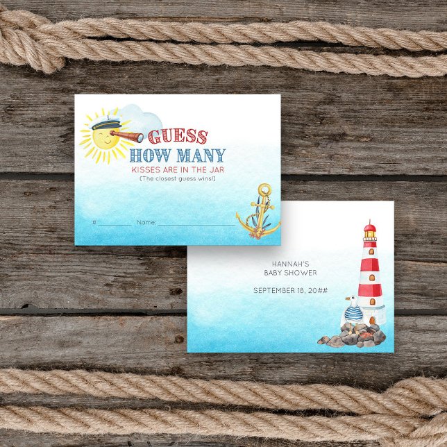 Guess How Many Nautical Baby Shower Game Card (Guess how many baby shower game card from my Ahoy it's a boy Nautical Baby Shower collection)