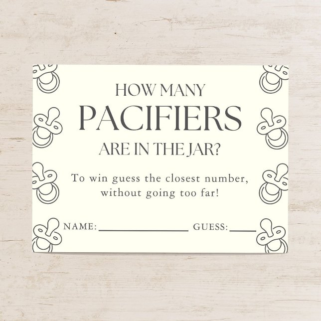 Guess How Many Pacifiers Baby Shower Game Enclosure Card (Creator Uploaded)