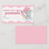 Guess How Many Peanuts Card Elephant Baby Shower