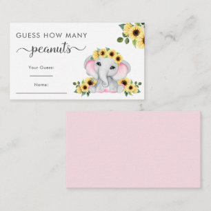 Guess How Many Peanuts Elephant Baby Girl Shower Enclosure Card