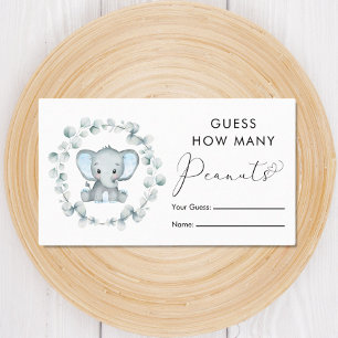Guess How Many Peanuts Elephant Baby Shower Game Enclosure Card