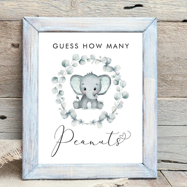Guess How Many Peanuts Elephant Baby Shower Game Poster (Creator Uploaded)