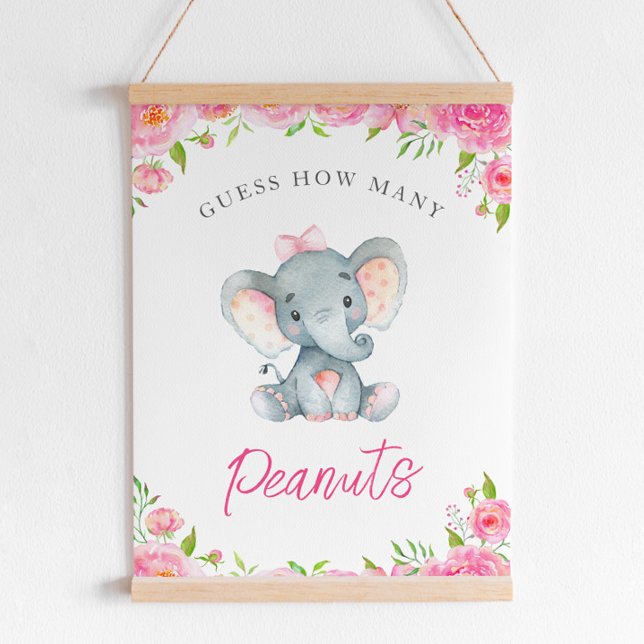 Guess How Many Peanuts Elephant Baby Shower Game Poster (Creator Uploaded)