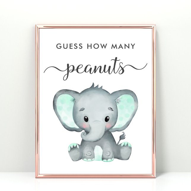 Guess How Many Peanuts Elephant Baby Shower Game Poster (Creator Uploaded)