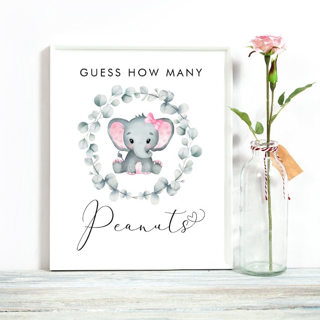 Guess How Many Peanuts Elephant Baby Shower Game Poster (Creator Uploaded)