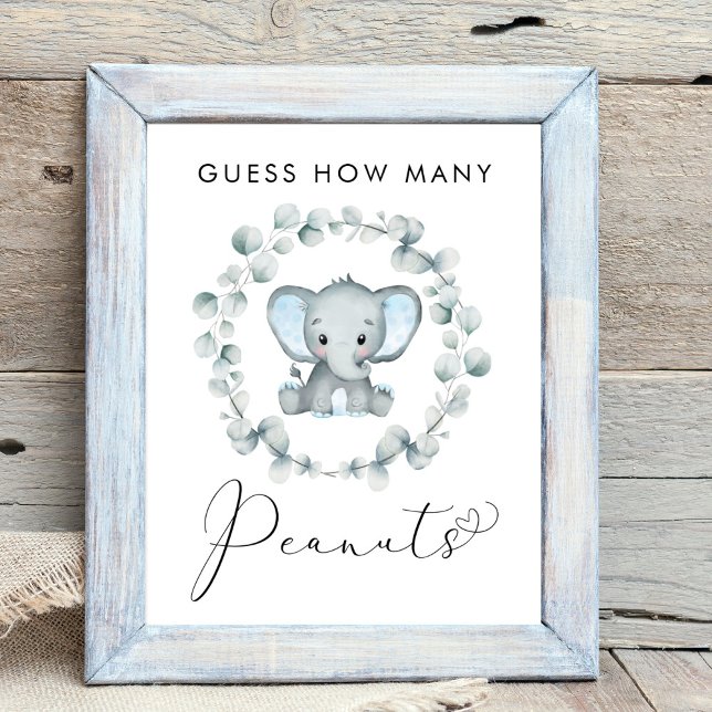 Guess How Many Peanuts Elephant Baby Shower Game Poster (Creator Uploaded)