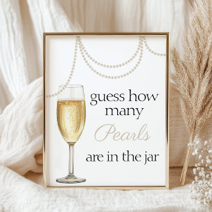 Guess how many pearls are in the jar bridal shower poster