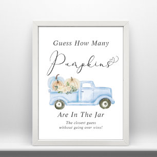 Guess How Many Pumpkins Baby Boy Shower Game Poster