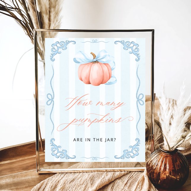 Guess How many Pumpkins Blue Bow Poster (Creator Uploaded)