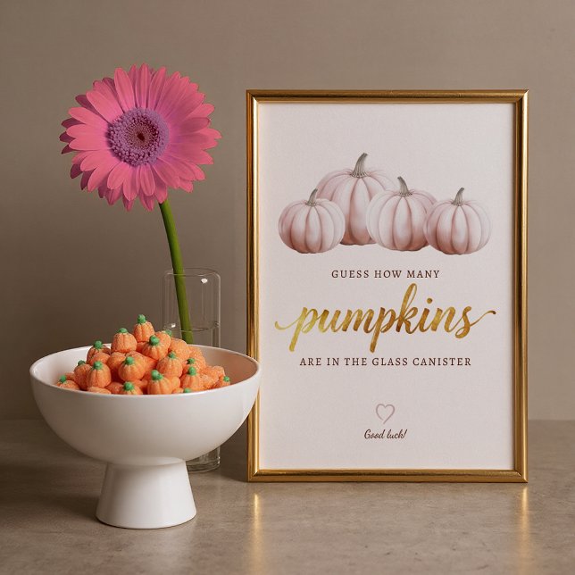 Guess How Many Pumpkins Sign | Blush Fall Game (Baby Shower Game Sign)