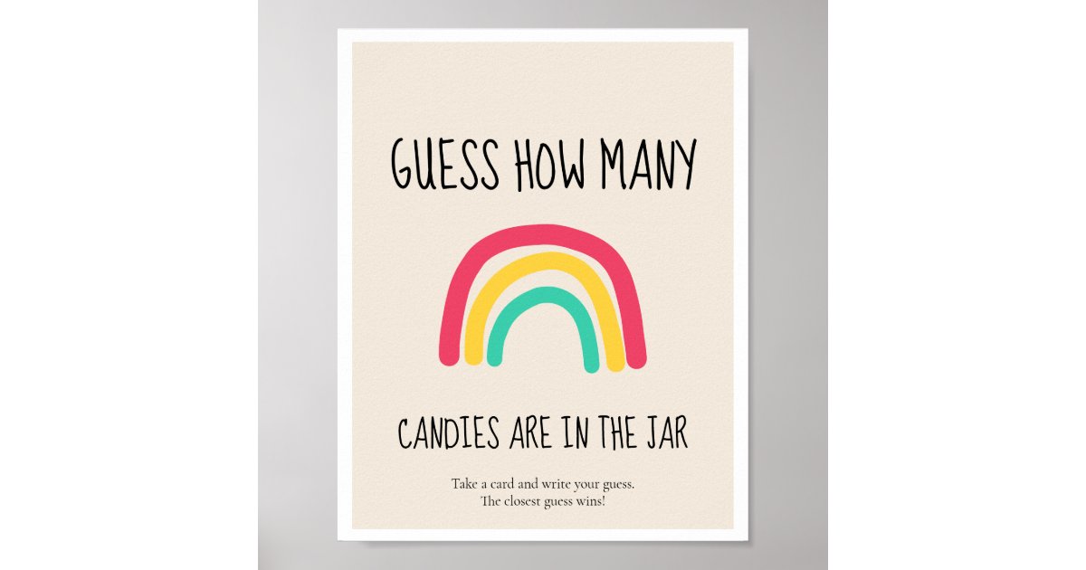 Guess How Many Rainbow Baby Shower Game Poster Zazzle au Guess How Many Rainbow Baby Shower Game Poster Zazzle au