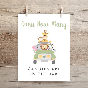 Guess How Many Safari Baby Shower Game Sign