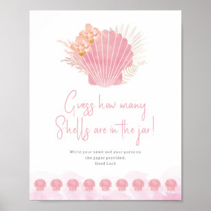 Guess how many shells baby shower game poster