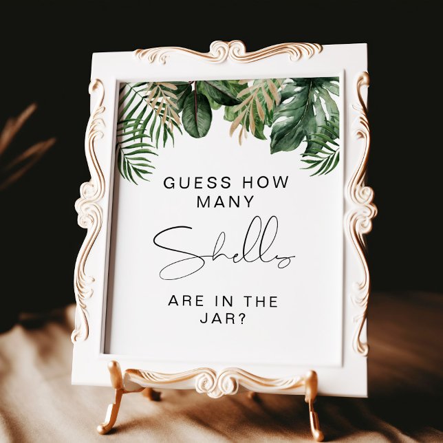 Guess How Many Shells Tropical Bridal Shower game Poster (Creator Uploaded)