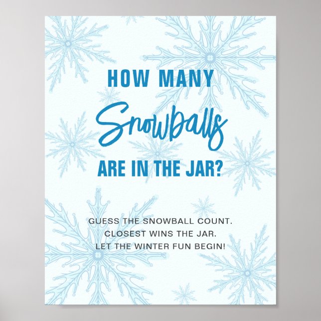 Guess How Many Snowballs Winter Baby Shower Poster (Front)
