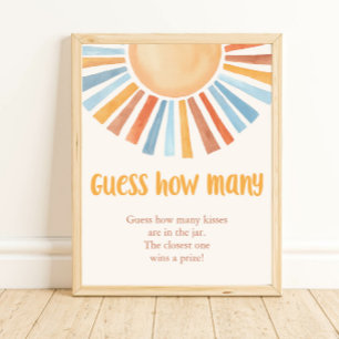 Guess how many sunshine boho baby shower game poster