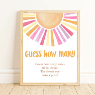 Guess how many sunshine boho baby shower game poster