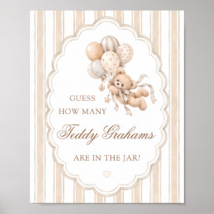 Guess How Many Teddy Grahams Baby Shower Game Poster