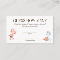 Guess How Many Twins Baby Shower Game Card