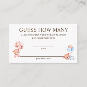 Guess How Many Twins Baby Shower Game Card