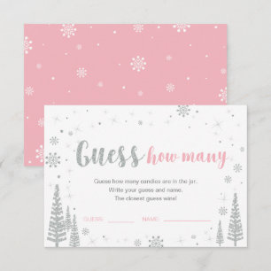 Guess How Many Winter Pink Baby Shower Game Invitation