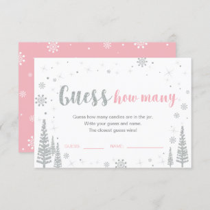 Guess How Many   Winter Pink Baby Shower Game Invitation