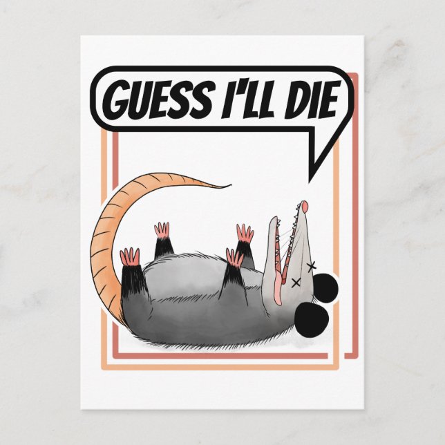 Guess I'll Die Possum Playing Dead Opossum Postcard (Front)