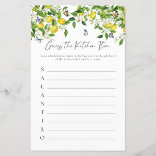 Guess Kitchen Item   Lemon Bridal Shower Game