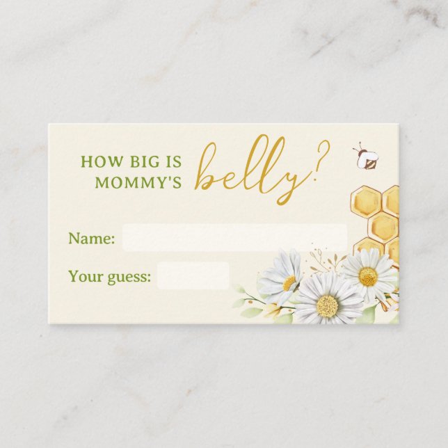 Guess Mummy Belly Bee Baby Shower Sprinkle Game Enclosure Card (Front)