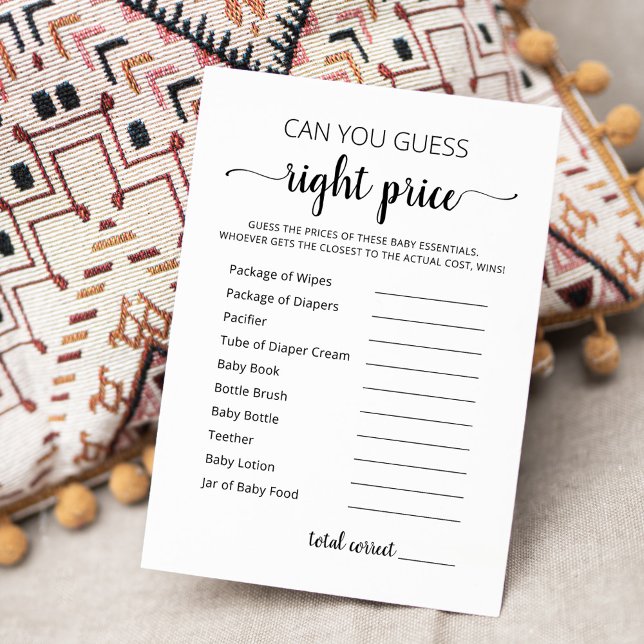 Guess right price game Baby Shower party Card (Creator Uploaded)