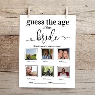 Guess the age of the Bride Bridal Shower Game