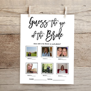 Guess the age of the Bride Bridal Shower Game