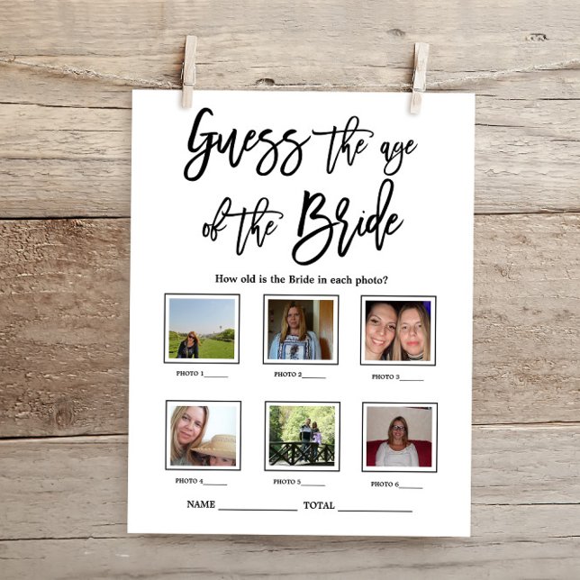 Guess the age of the Bride Bridal Shower Game (Creator Uploaded)