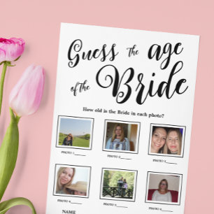 Guess the age of the Bride Bridal Shower Game