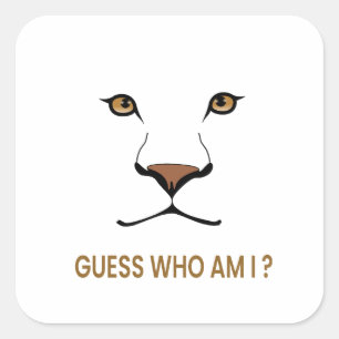 Guess the Animal: Lioness Minimal Queen Square Sticker