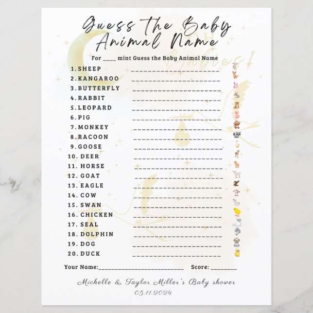 Guess the Baby Animal Game, Oh Babies! (Front)