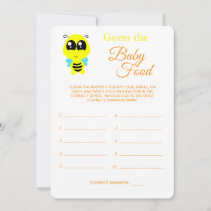 Guess the Baby Food Baby Shower Bee Game Card