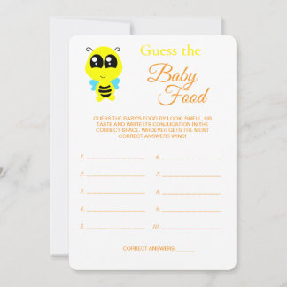 Guess the Baby Food | Baby Shower Bee Game Card