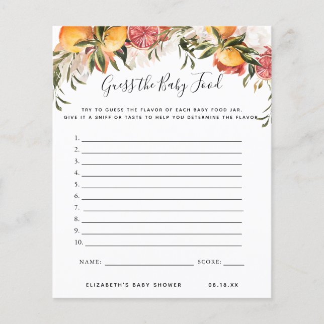 Guess the Baby Food | Baby Shower Game (Front)