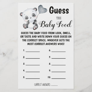 Guess the Baby Food   Baby Shower Game Card