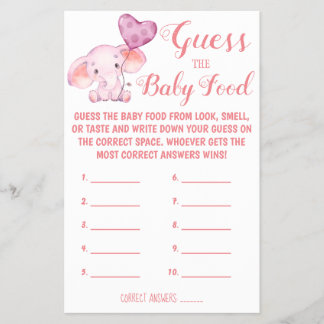 Guess the Baby Food | Baby Shower Game Card