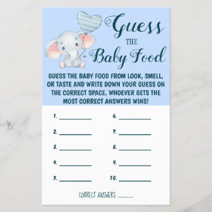 Guess the Baby Food Baby Shower Game Card
