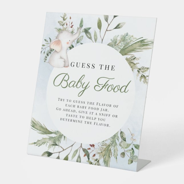 Guess the Baby Food Boy Elephant Baby Shower Sign (Front)