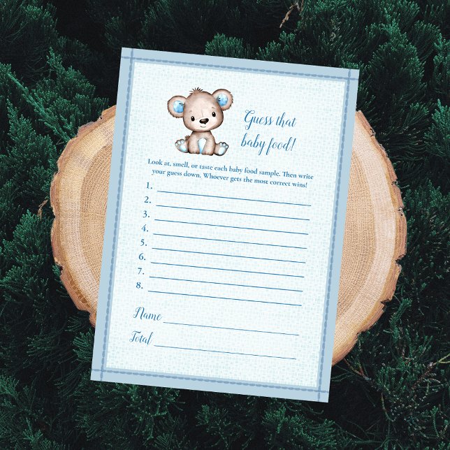 Guess The Baby Food Cute Brown Bear Baby Game Card (Creator Uploaded)