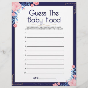 Guess The Baby Food [Floral Frame] Custom Letterhead