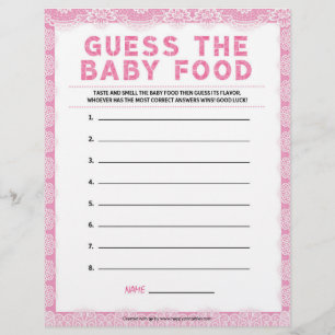 Guess The Baby Food [Luxury Lace [Pink]] Custom Letterhead